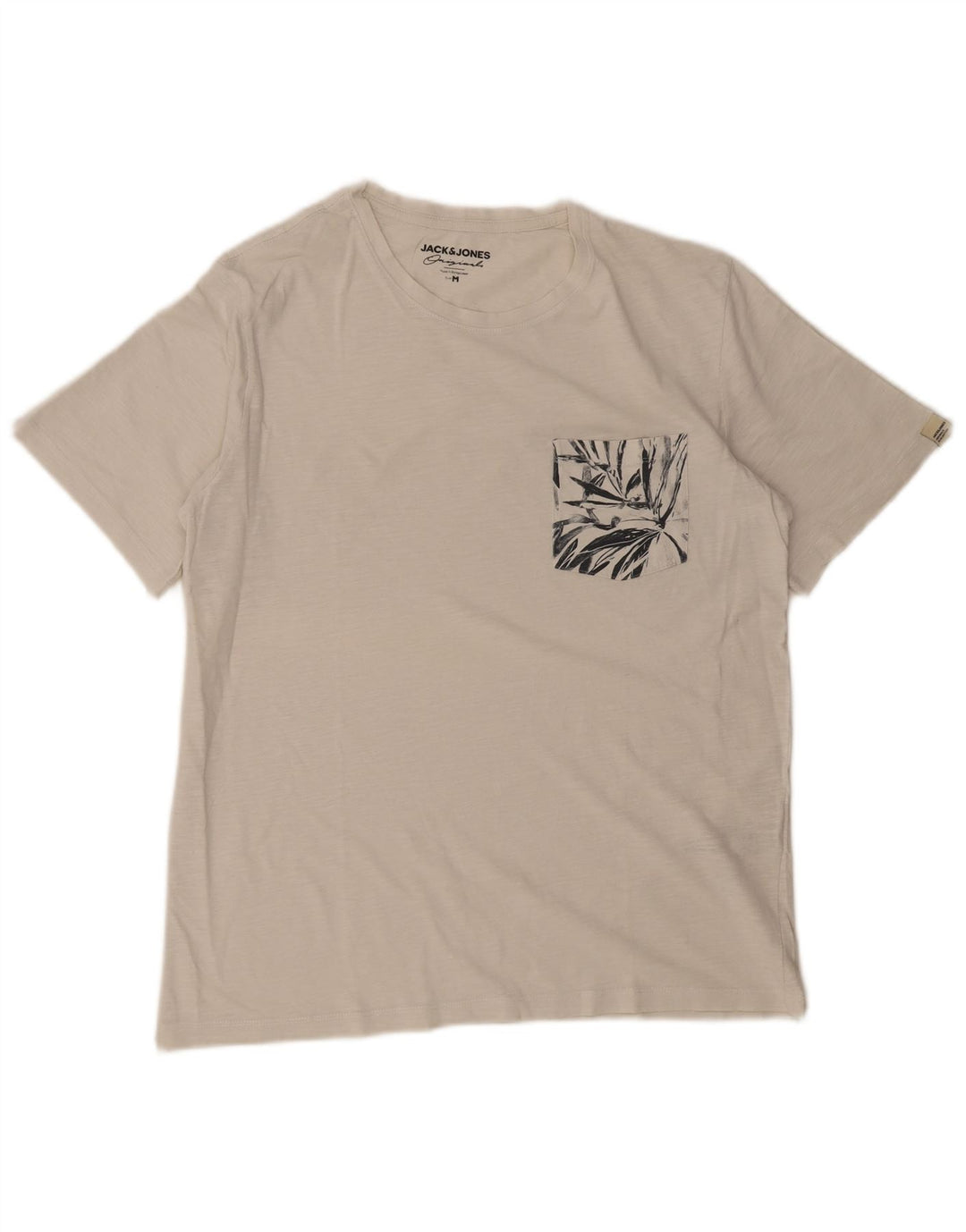 JACK & JONES Herren-T-Shirt-Oberteil aus mittelweißer, geblümter Baumwolle
