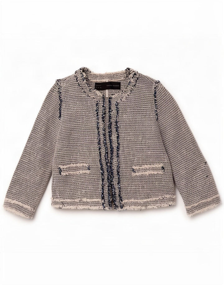Zara Damen Blazer Jacke UK 12 Mittelgraue Baumwolle