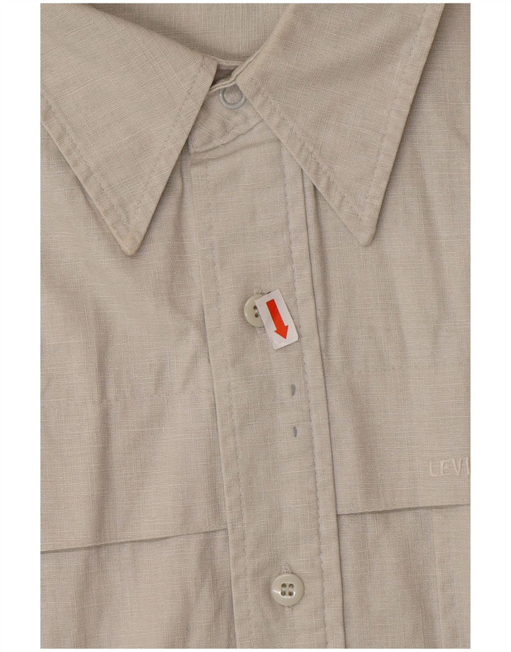 LEVI'S Herren Kurzarmhemd XL Graues Leinen