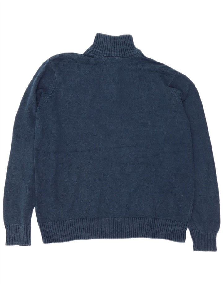 EDDIE BAUER Herren-Pullover mit Reißverschluss am Hals, groß, Marineblau, Farbblock