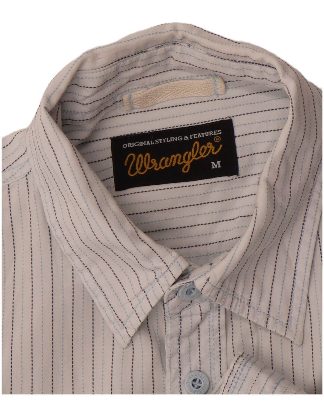 WRANGLER Herren Kurzarmhemd Mittelweiß gestreift