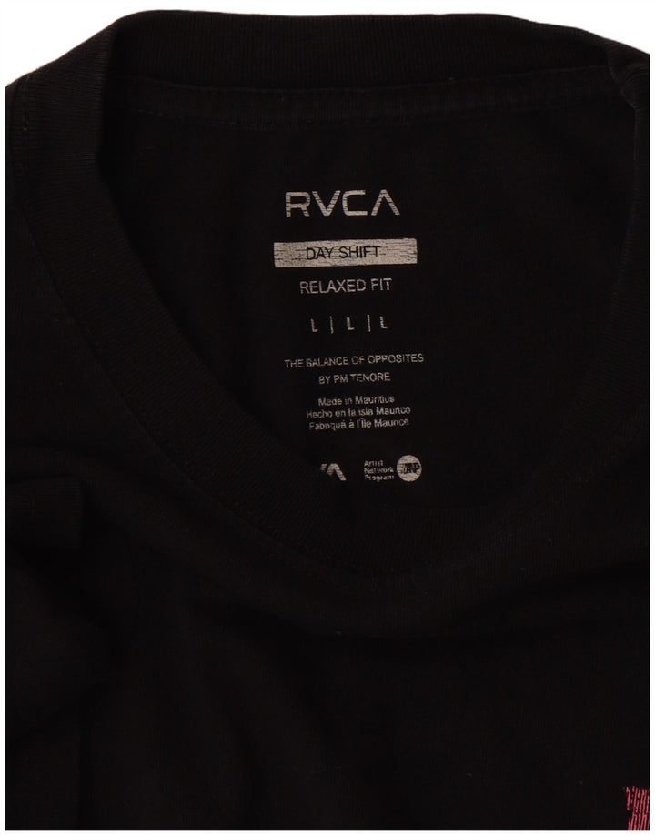 RVCA Herren-T-Shirt mit entspannter Passform, Grafik, Größe L, Schwarz