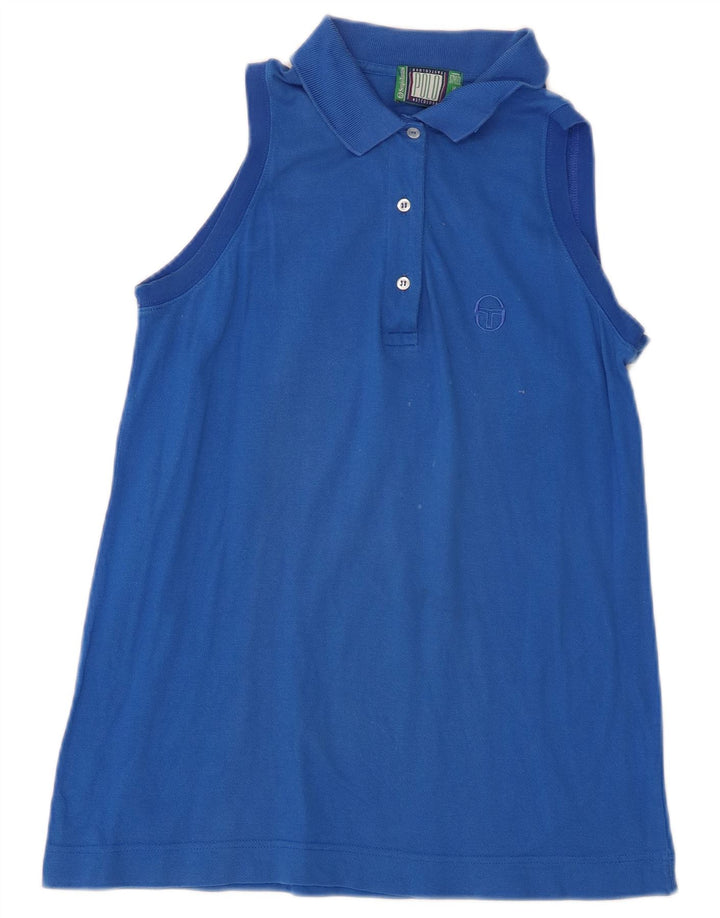 Sergio Tacchini Damen Ärmelloses Poloshirt IT 44 Mittelblaue Baumwolle