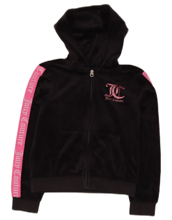 JUICY COUTURE Kapuzenpullover mit grafischem Reißverschluss für Mädchen, 9–10 Jahre, Schwarz