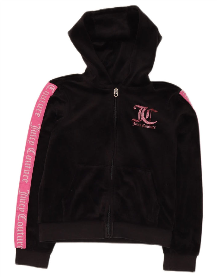 JUICY COUTURE Kapuzenpullover mit grafischem Reißverschluss für Mädchen, 9–10 Jahre, Schwarz