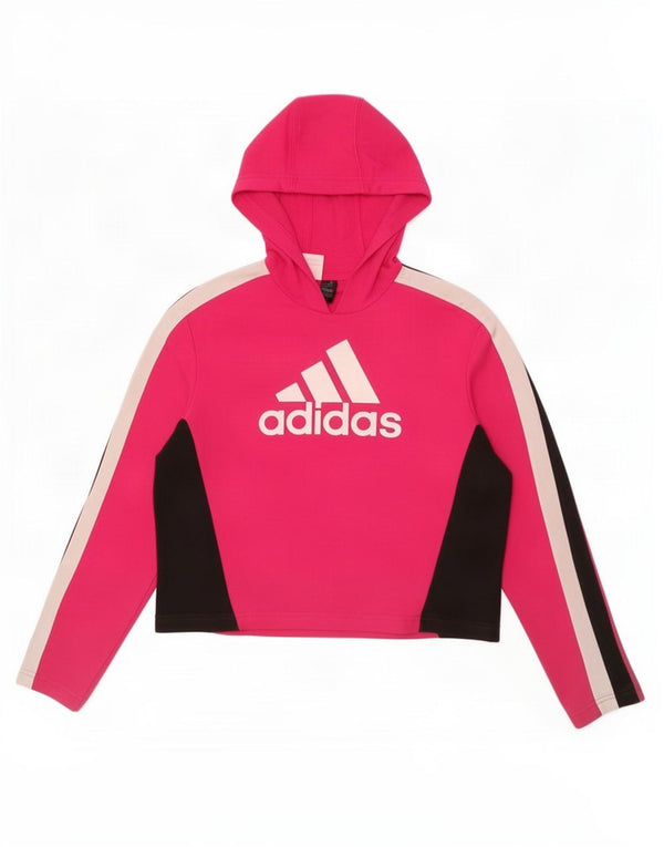 Adidas Mädchen Crop Graphic Hoodie Pullover 13–14 Jahre Rosa Farbblock