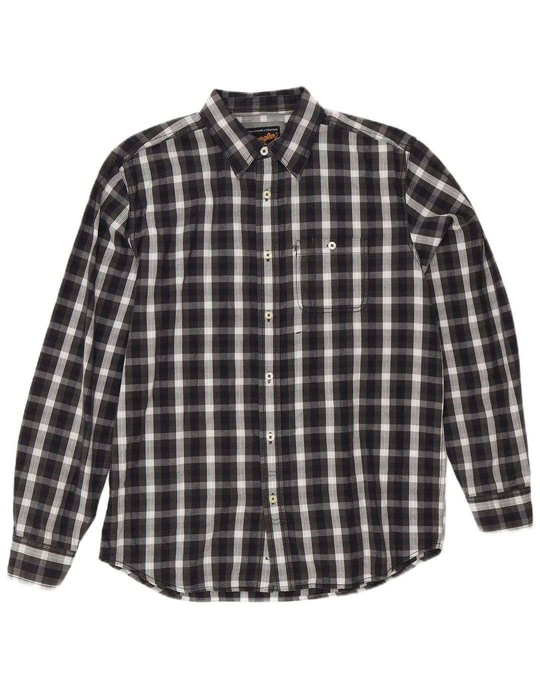 Wrangler Herrenhemd Mittelschwarz kariert aus Baumwolle