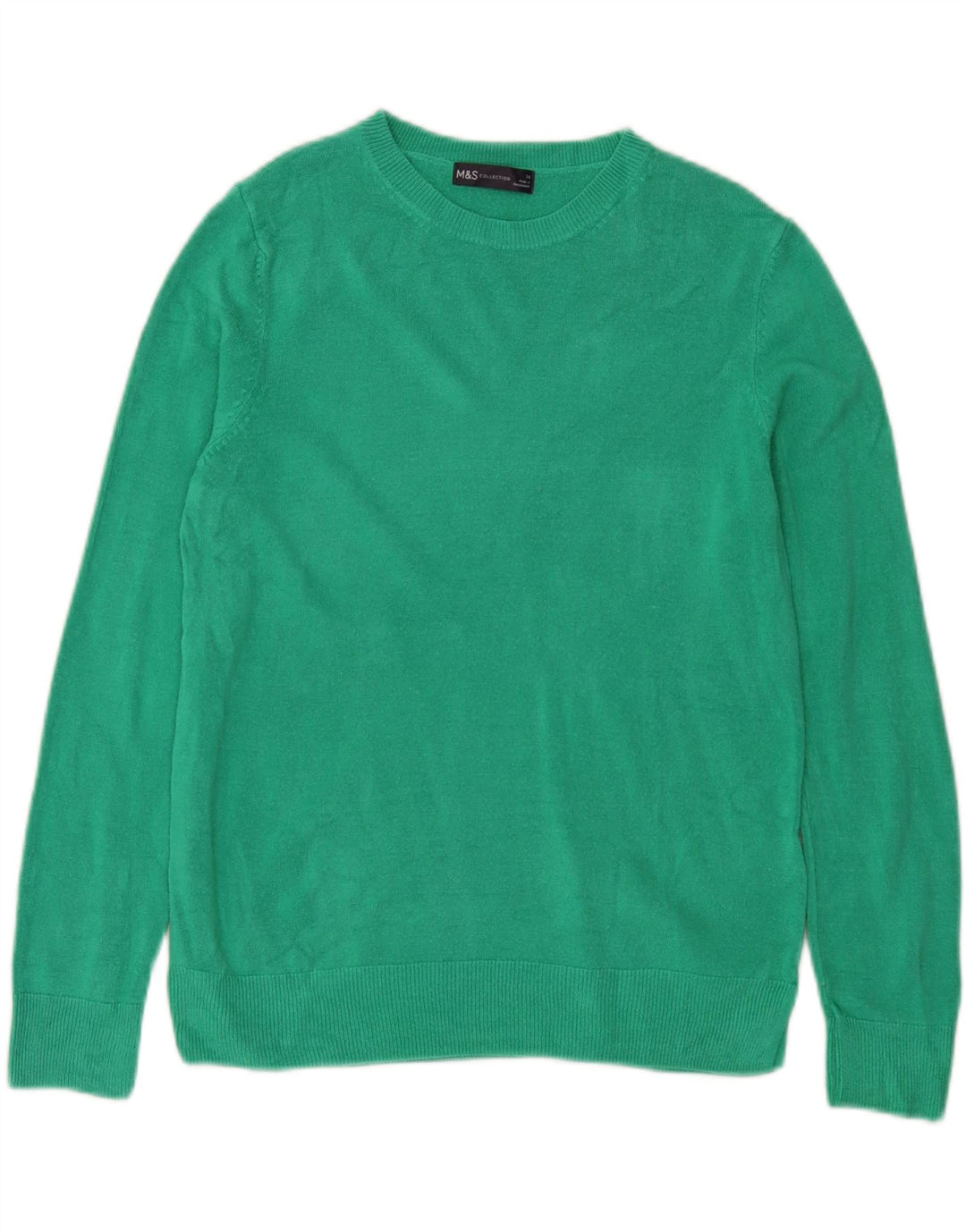 Marks & Spencer Damen Pullover mit Rundhalsausschnitt, UK 14, Mittelgrün, Acryl