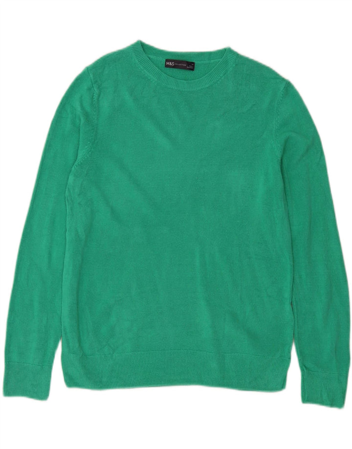 Marks & Spencer Damen Pullover mit Rundhalsausschnitt, UK 14, Mittelgrün, Acryl