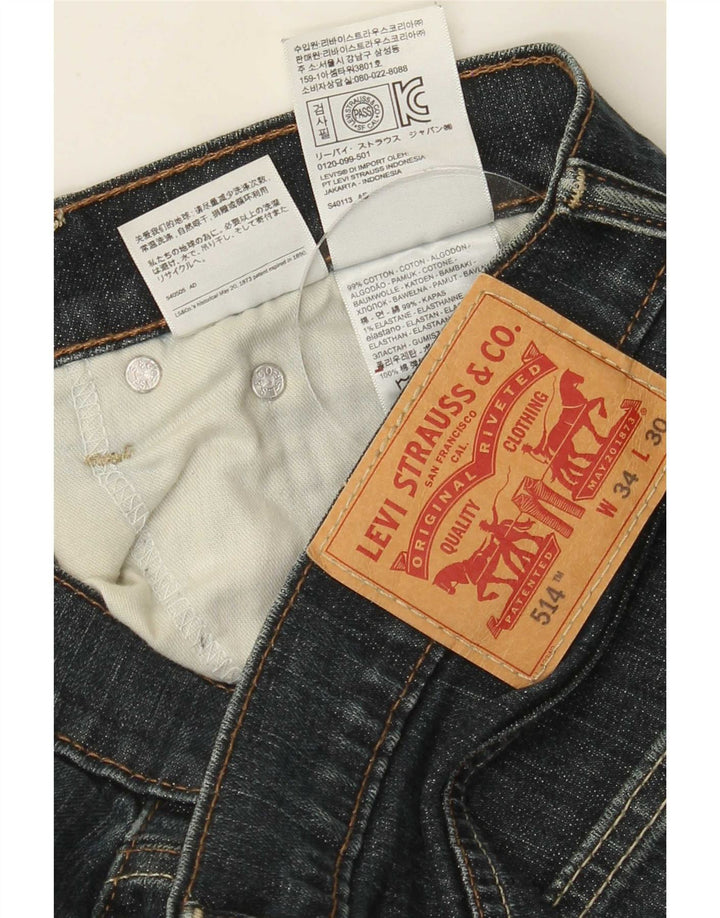 Levi's Herren 514 Straight Jeans W34 L30 Marineblaue Baumwolle