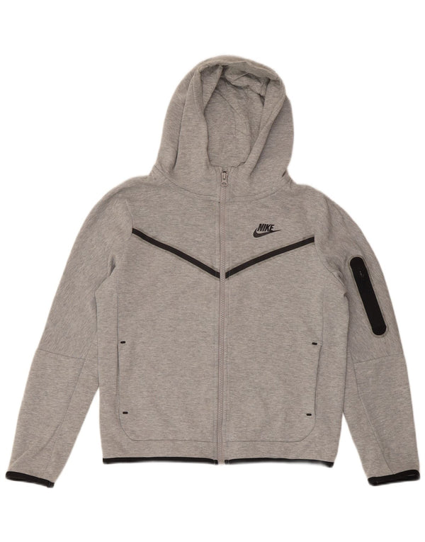 Nike Jungen-Kapuzenpullover mit normaler Passform und Reißverschluss, 12–13 Jahre, Größe L, Grau, Sport