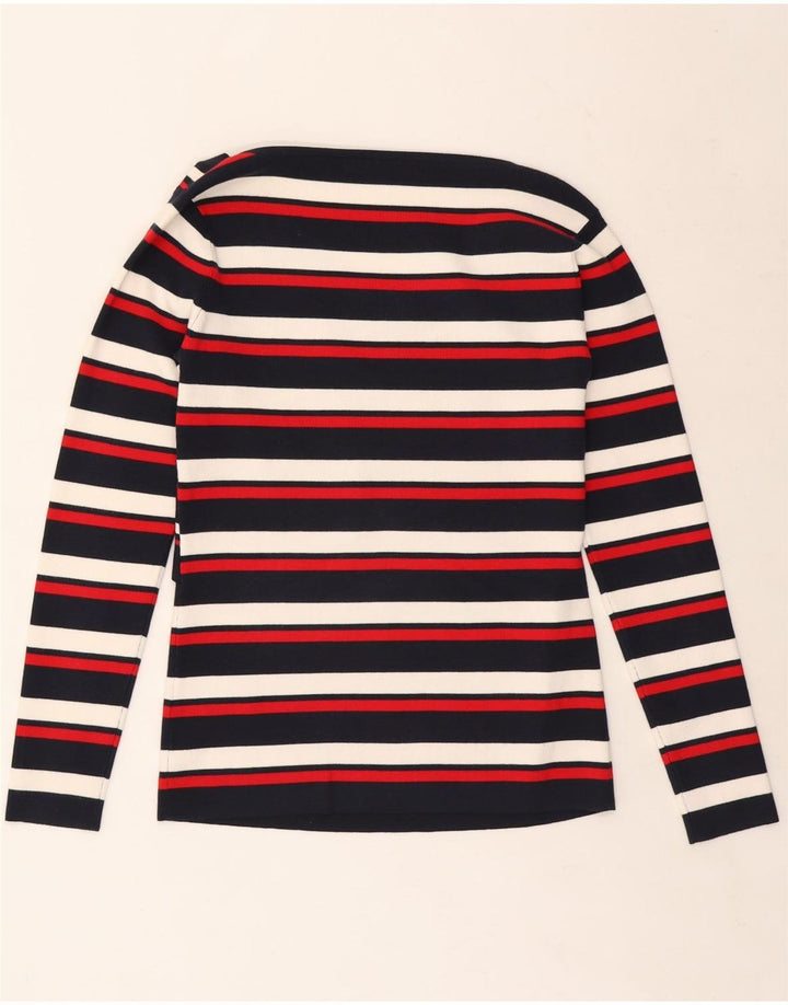 KAREN MILLEN Damen Top Langarm UK 14 Groß Mehrfarbig gestreift