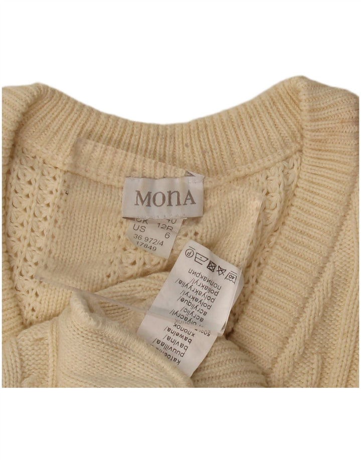 Mona Damen-Pullover mit V-Ausschnitt, UK 12, mittelbeige Baumwolle