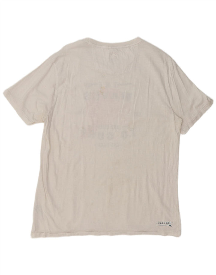 Fat Face Herren-T-Shirt mit Grafik, Größe L, aus weißer Baumwolle