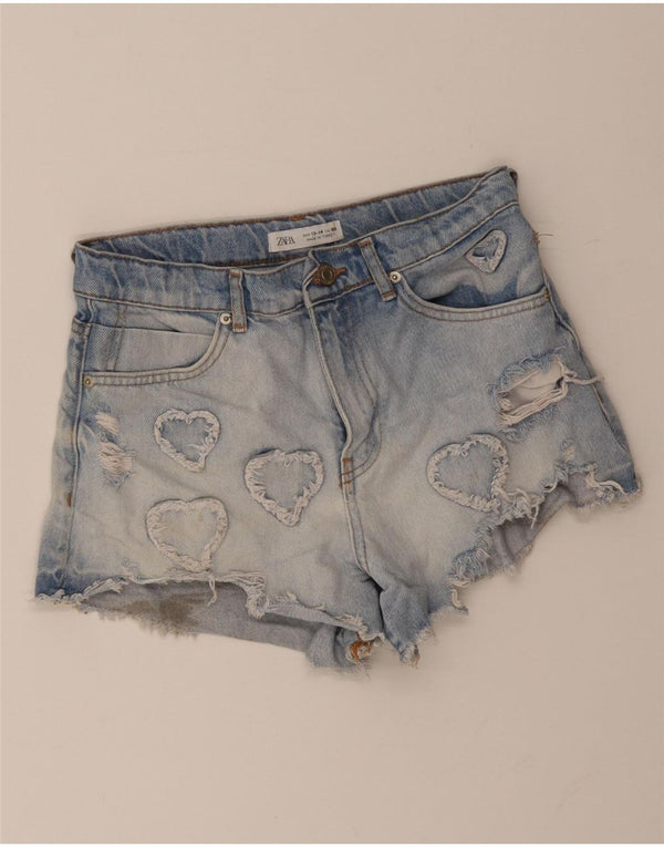 Zara Jeansshorts im Used-Look für Mädchen, 13–14 Jahre, W26, Blau