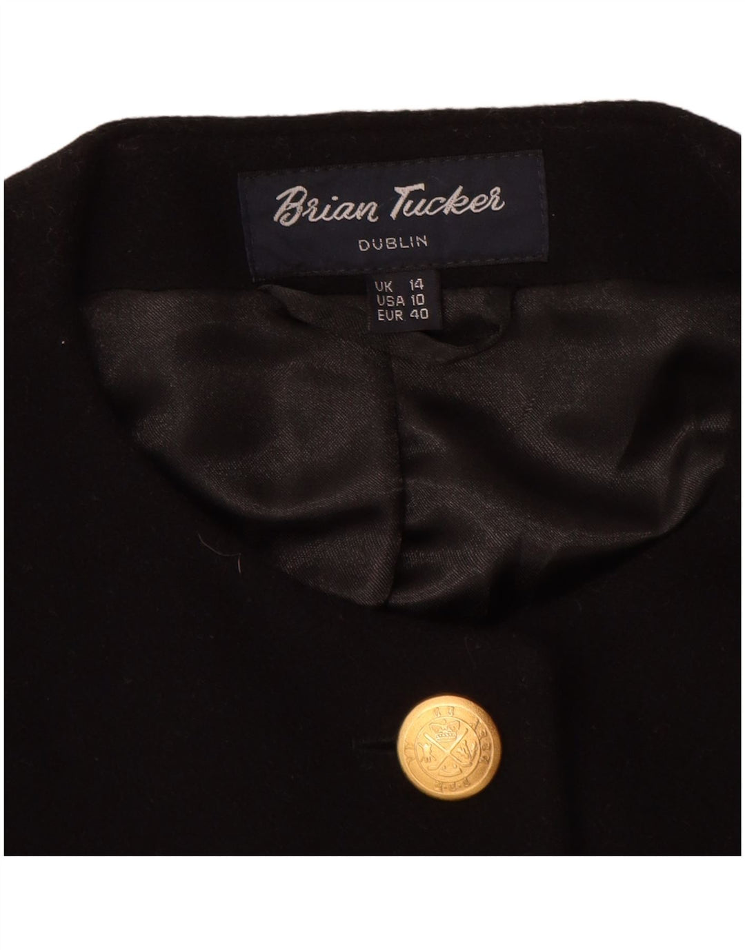 Brian Tucker Damen 5-Knopf-Blazerjacke UK 14 Große schwarze Wolle