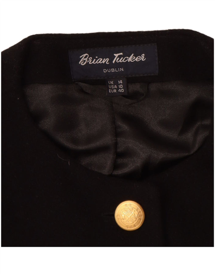 Brian Tucker Damen 5-Knopf-Blazerjacke UK 14 Große schwarze Wolle