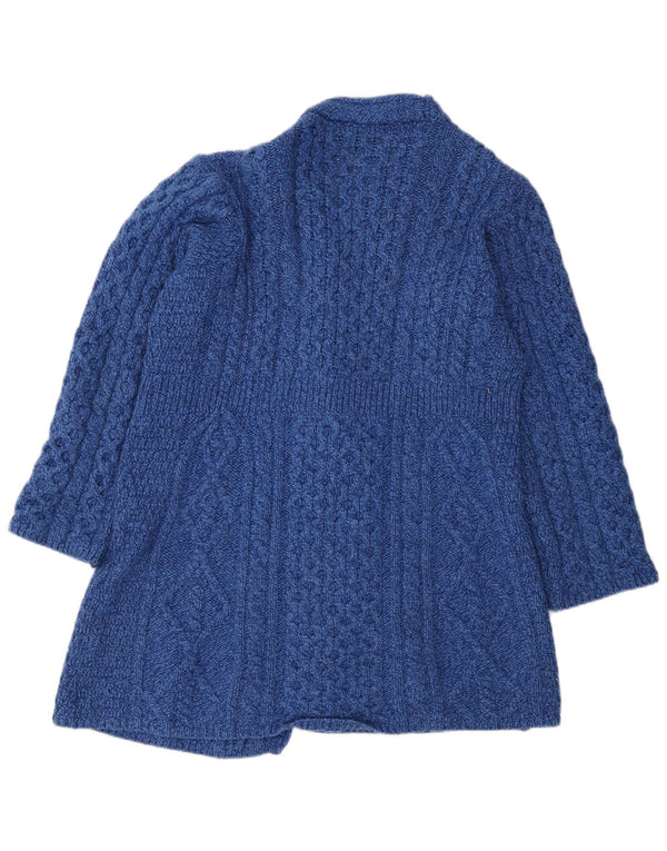 Stanoun Damen-Longline-Cardigan-Pullover UK 16 Large Blaue Merinowolle
