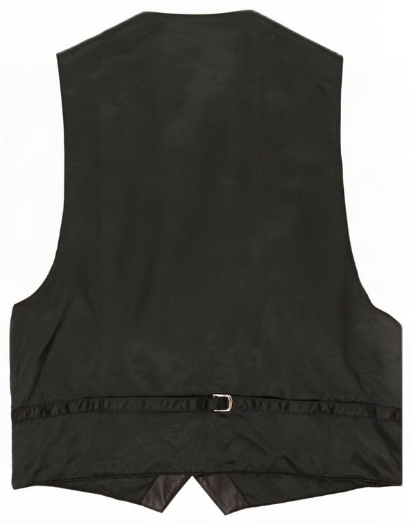 Vintage Damen Lederweste UK 12 Medium Schwarz