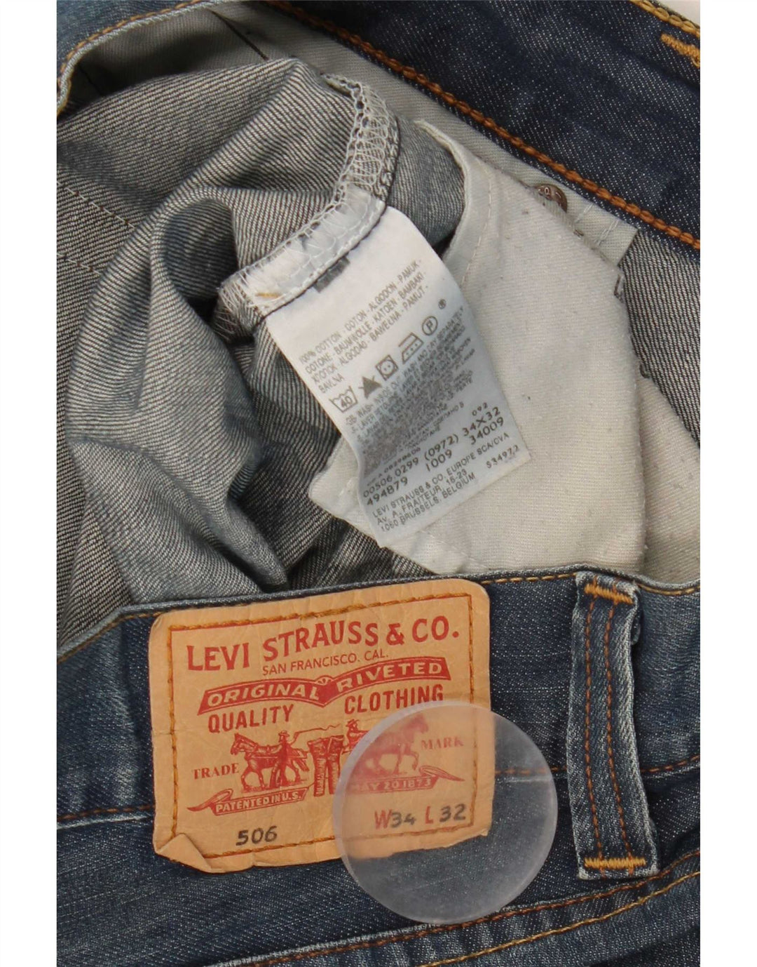 Levi's Herren 506 Straight Jeans W34 L32 Blaue Baumwolle