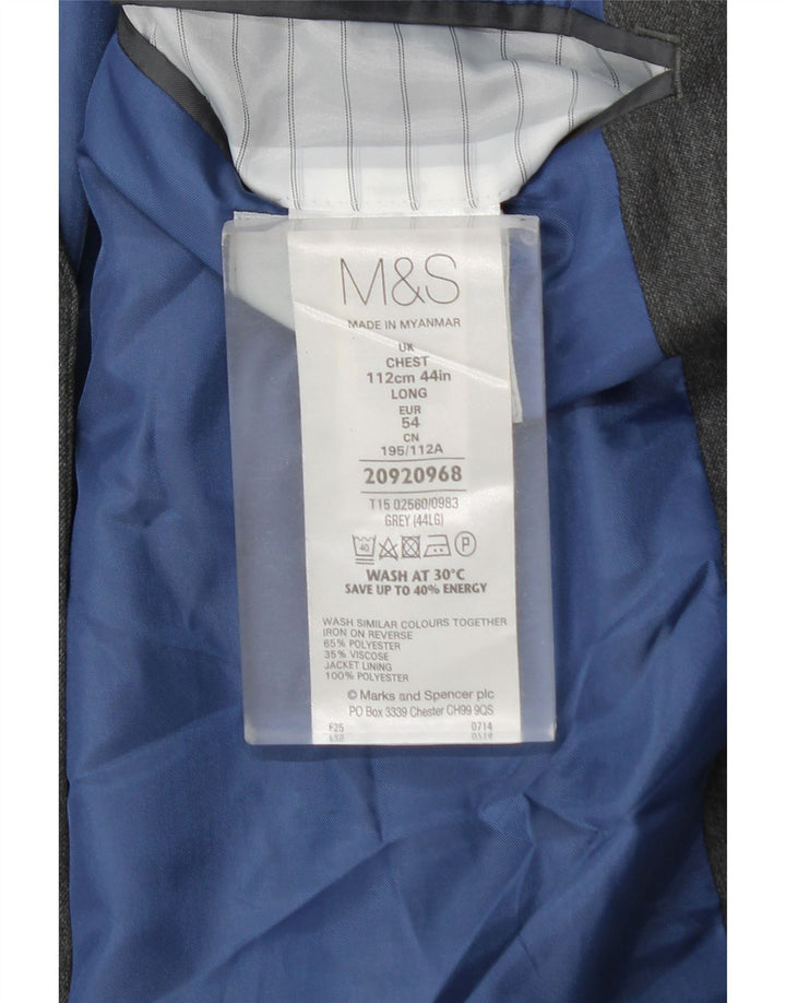 MARKS & SPENCER Mens 2 Button Blazer Jacket UK 44 2XL Grey Polyester