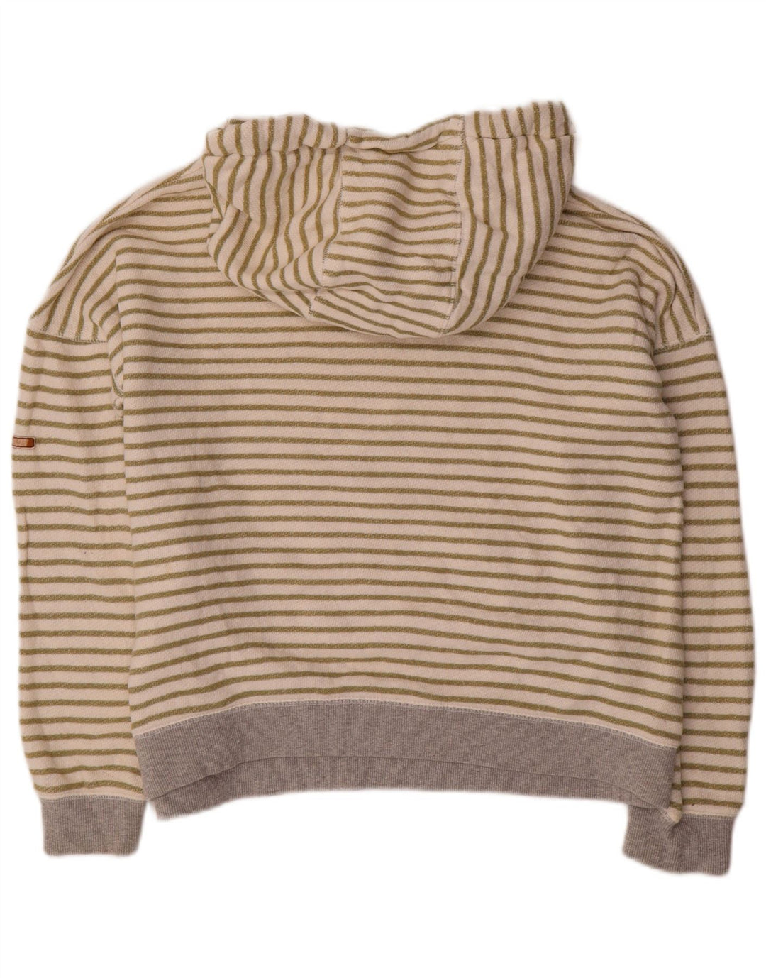 ROXY Damen-Pullover mit übergroßem Kapuzenpullover, Gr. 46, Größe L, aus cremefarbener, gestreifter Baumwolle