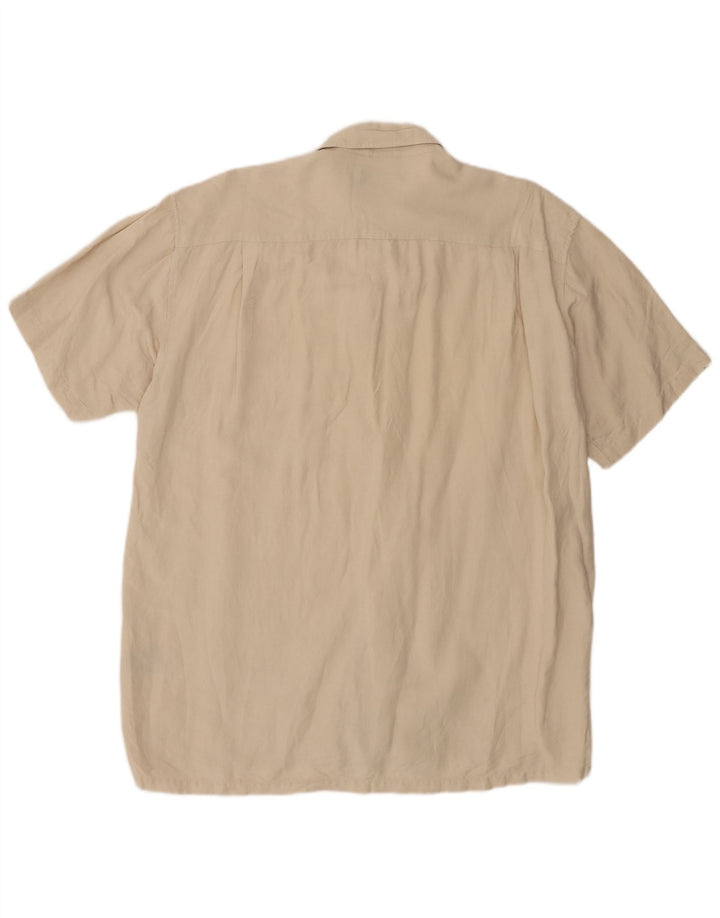 Nautica Mens Short Sleeve Shirt Large Beige Linen