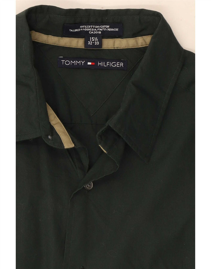 Tommy Hilfiger Herrenhemd Größe 15 1/2 mittelgrüne Baumwolle