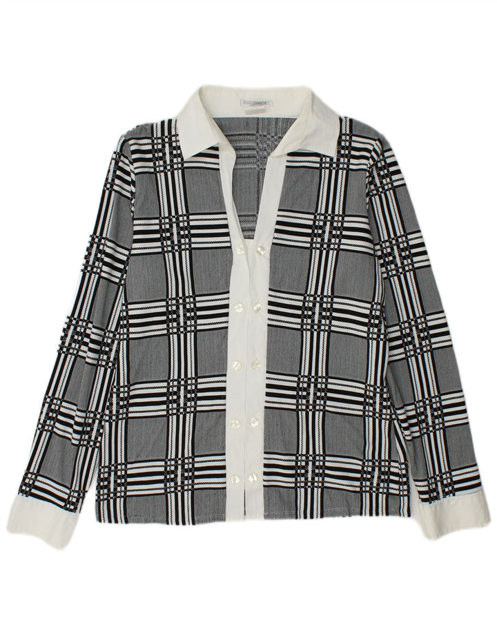 NARACAMICIE Damen Zweireihige Hemdbluse UK 14 Mittelgrau kariert