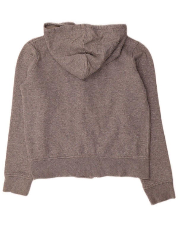 Kappa Damen Crop Zip Hoodie Pullover UK 14 Mittelgraue Baumwolle