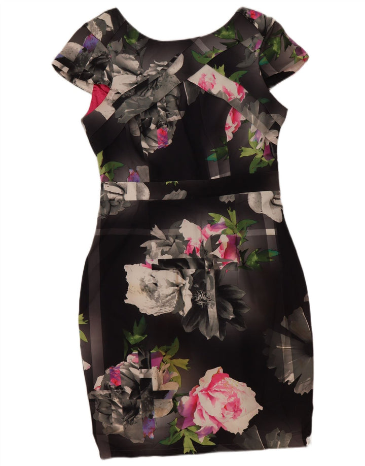 LIPSY Damen Etuikleid UK 14 Mittelgraues, geblümtes Polyester