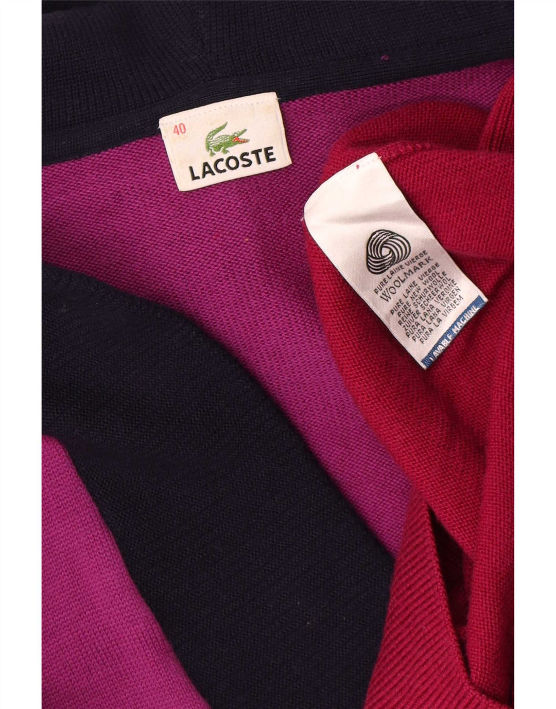 Lacoste Damen-Pullover mit V-Ausschnitt, Größe 40, mittelmehrfarbig