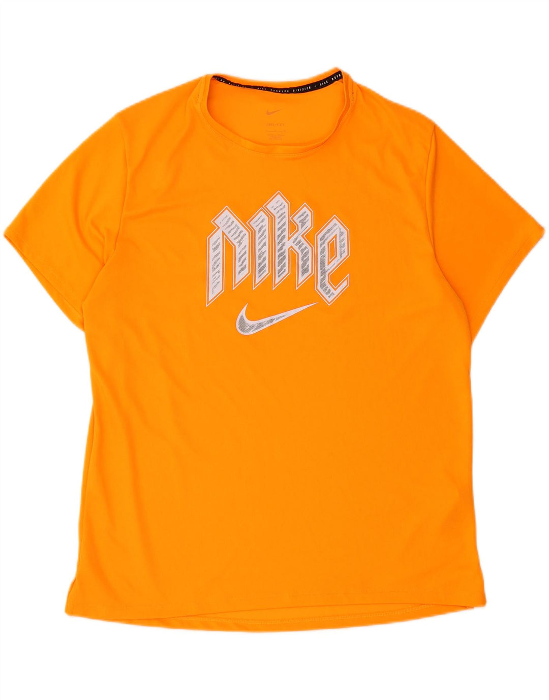 NIKE Mens Dri Fit Graphic T-Shirt Top Large Orange Polyester Vintage Nike and Second-Hand Nike from Messina Hembry 