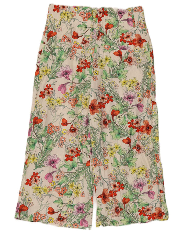 Zara Damen-Caprihose mit weitem Bein, groß, W34, L22, mehrfarbig, Blumenmuster
