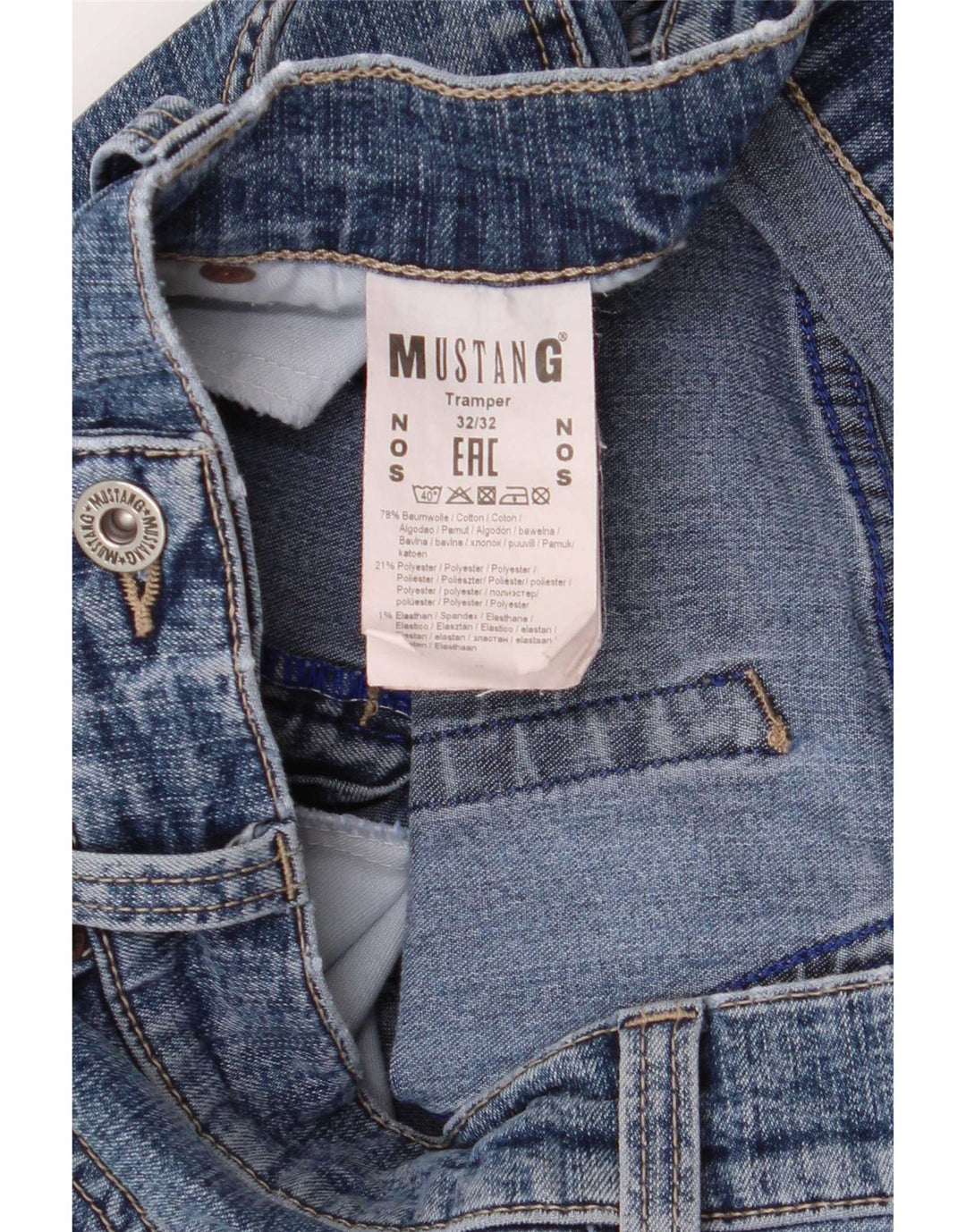 Mustang Herren Tramper Slim Jeans W32 L32 Blaue Baumwolle