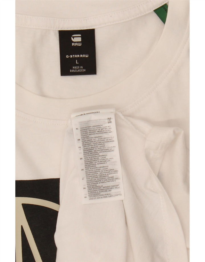 G-Star Herren-T-Shirt mit Grafik, Größe L, aus weißer Baumwolle