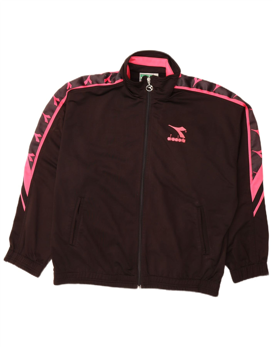 Diadora Herren-Trainingsanzugoberteil, Jacke, UK 42, Größe L, Schwarz, Colourblock-Polyester