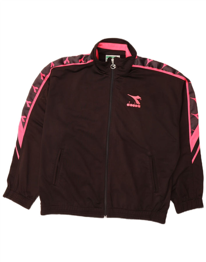 Diadora Herren-Trainingsanzugoberteil, Jacke, UK 42, Größe L, Schwarz, Colourblock-Polyester