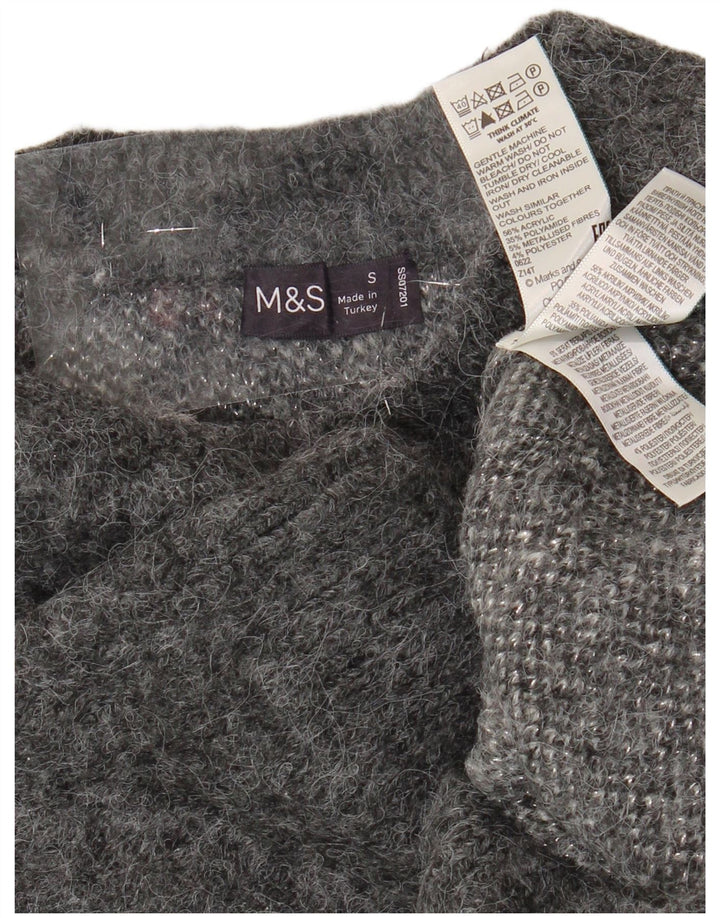 Marks & Spencer Damen-Pullover mit grafischem U-Boot-Ausschnitt, Gr. 10, Größe S, Grau