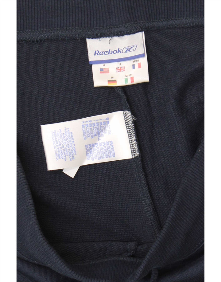 Reebok Damen Sportshorts UK 12 Medium Marineblau Baumwolle