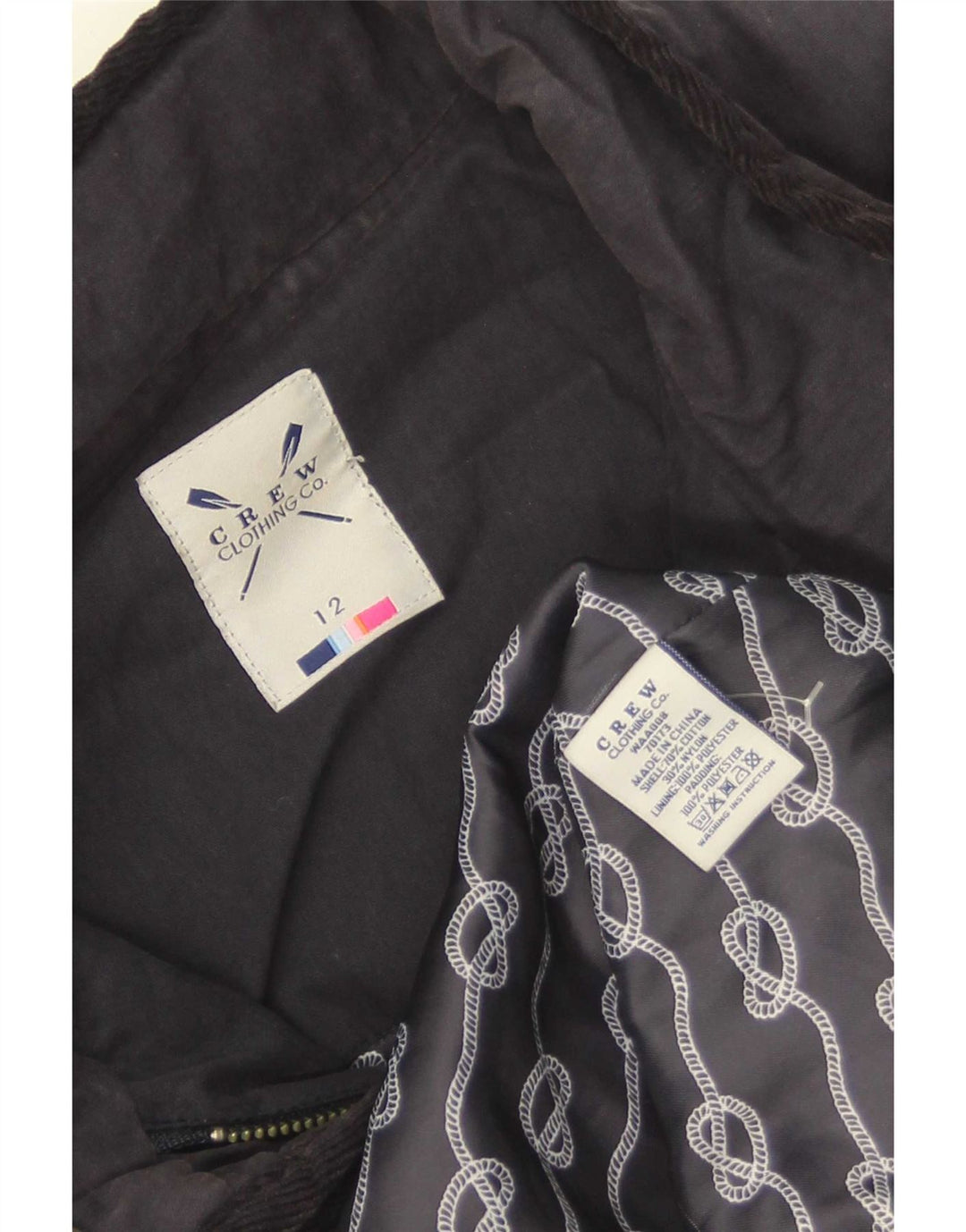 Crew Clothing Damen Steppjacke UK 12 Medium Marineblau Baumwolle