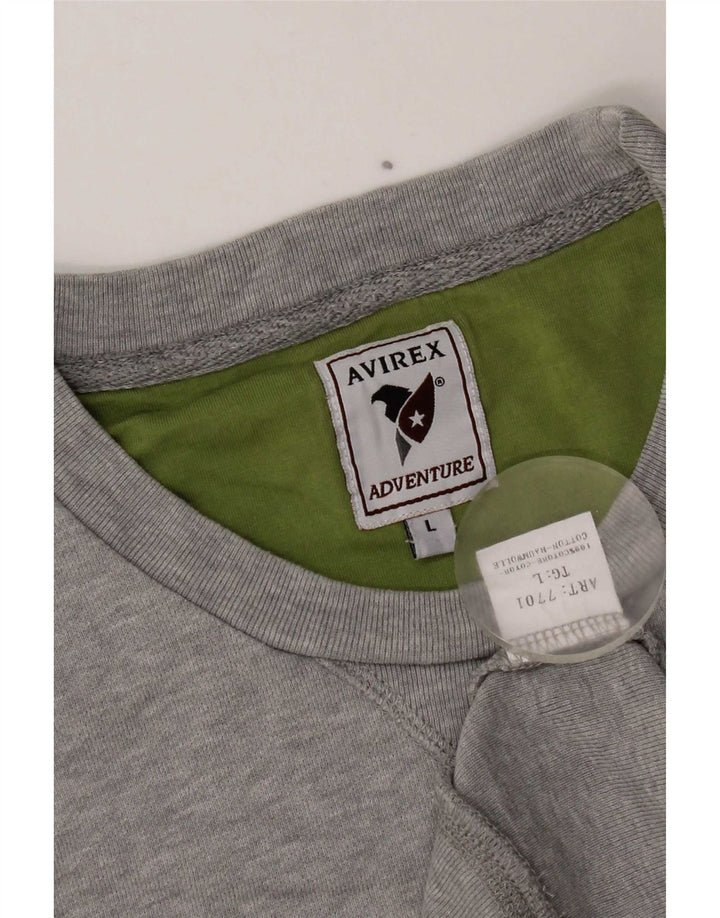 Avirex Herren-Sweatshirt mit Grafik, reguläre Passform, große graue Baumwolle