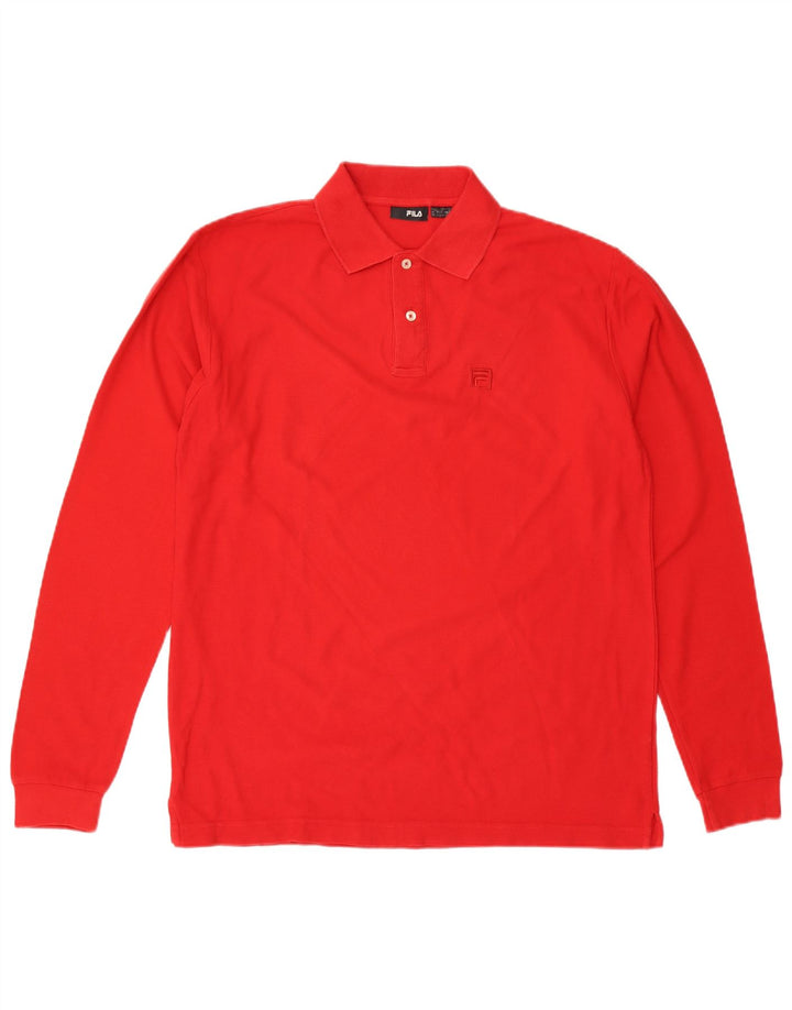 FILA Herren Langarm-Poloshirt, groß, Rot