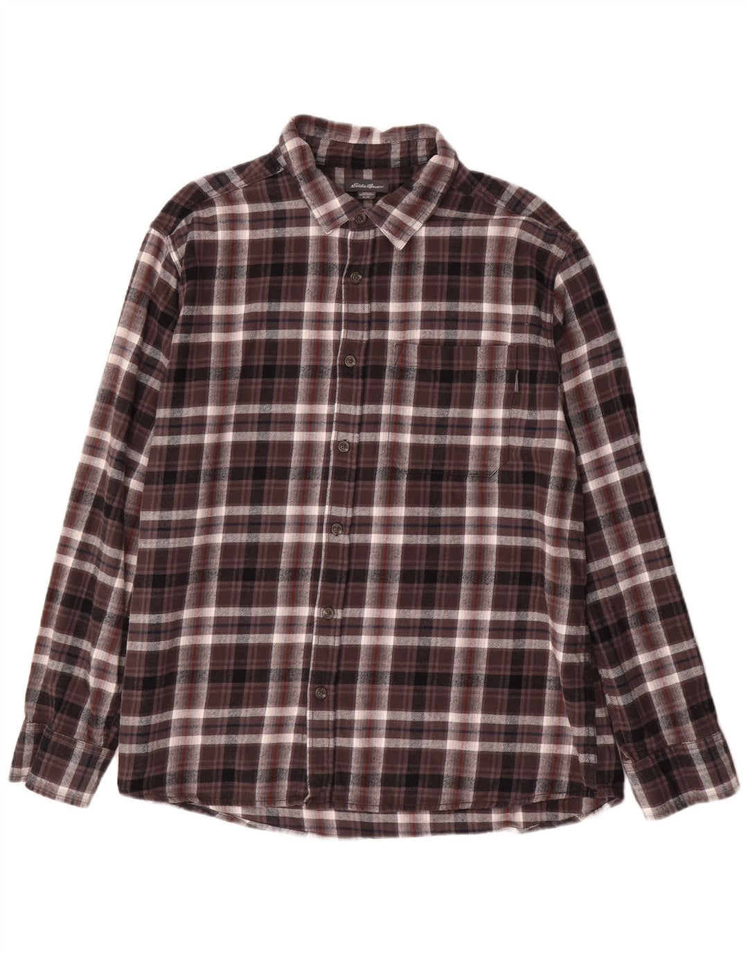 EDDIE BAUER Herren kariertes Flanellhemd XL, braun kariert, Baumwolle