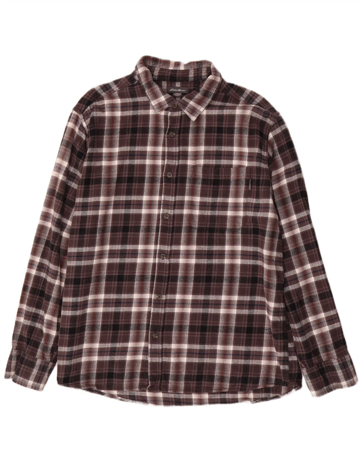 EDDIE BAUER Herren kariertes Flanellhemd XL, braun kariert, Baumwolle