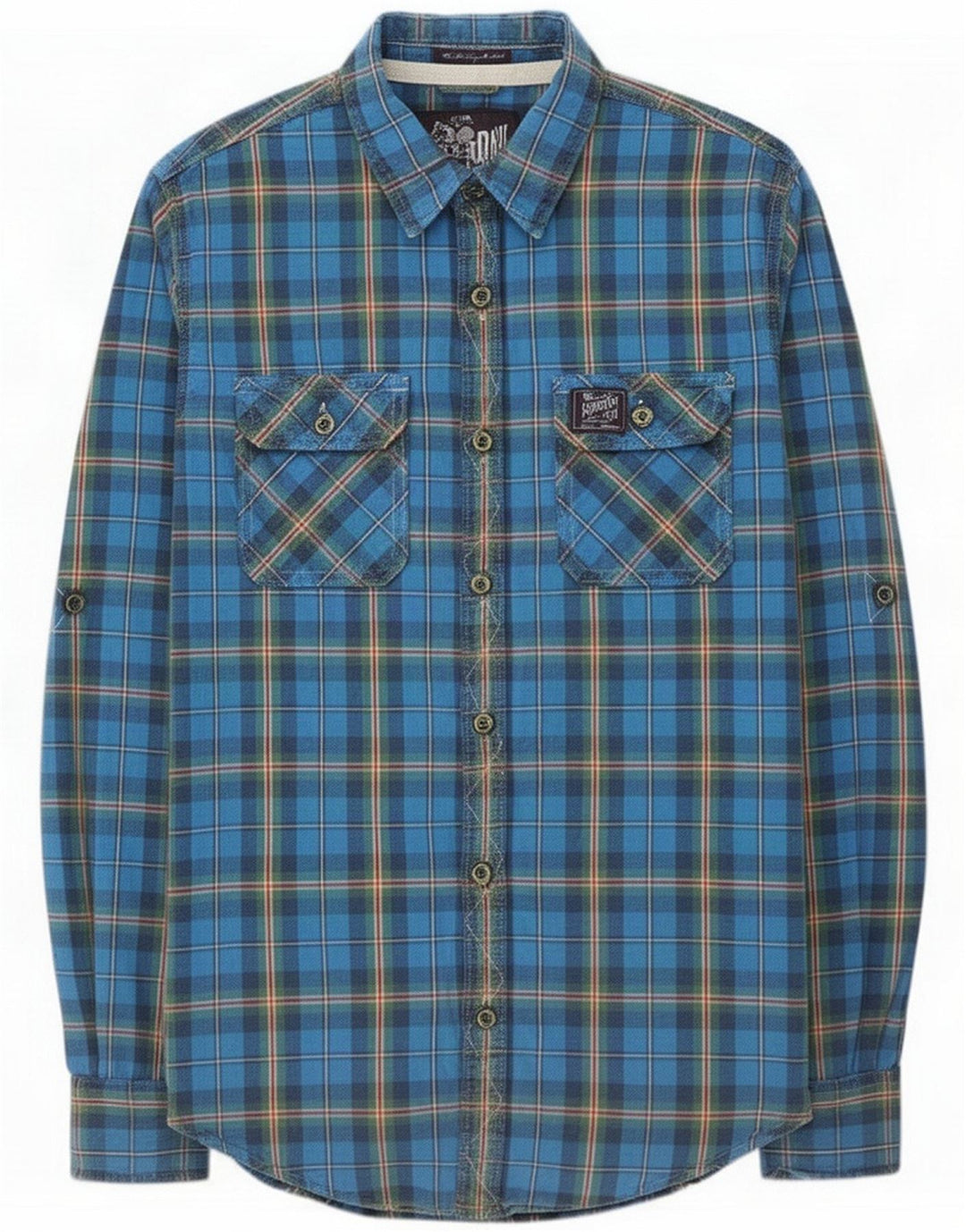 Superdry Herren-Flanellhemd, groß, blau kariert, Baumwolle