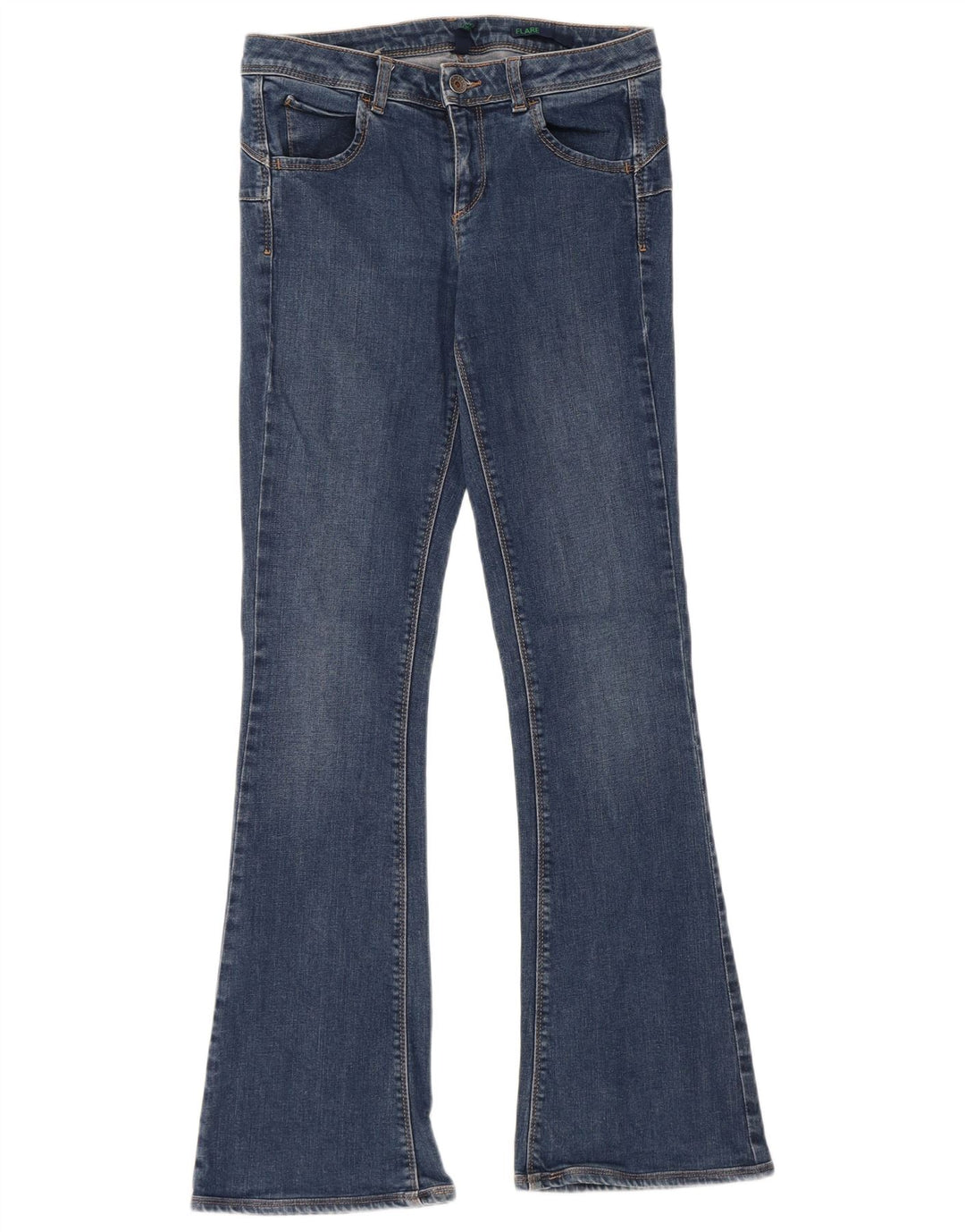Benetton Damen Schlagjeans W29 L31 Blaue Baumwolle