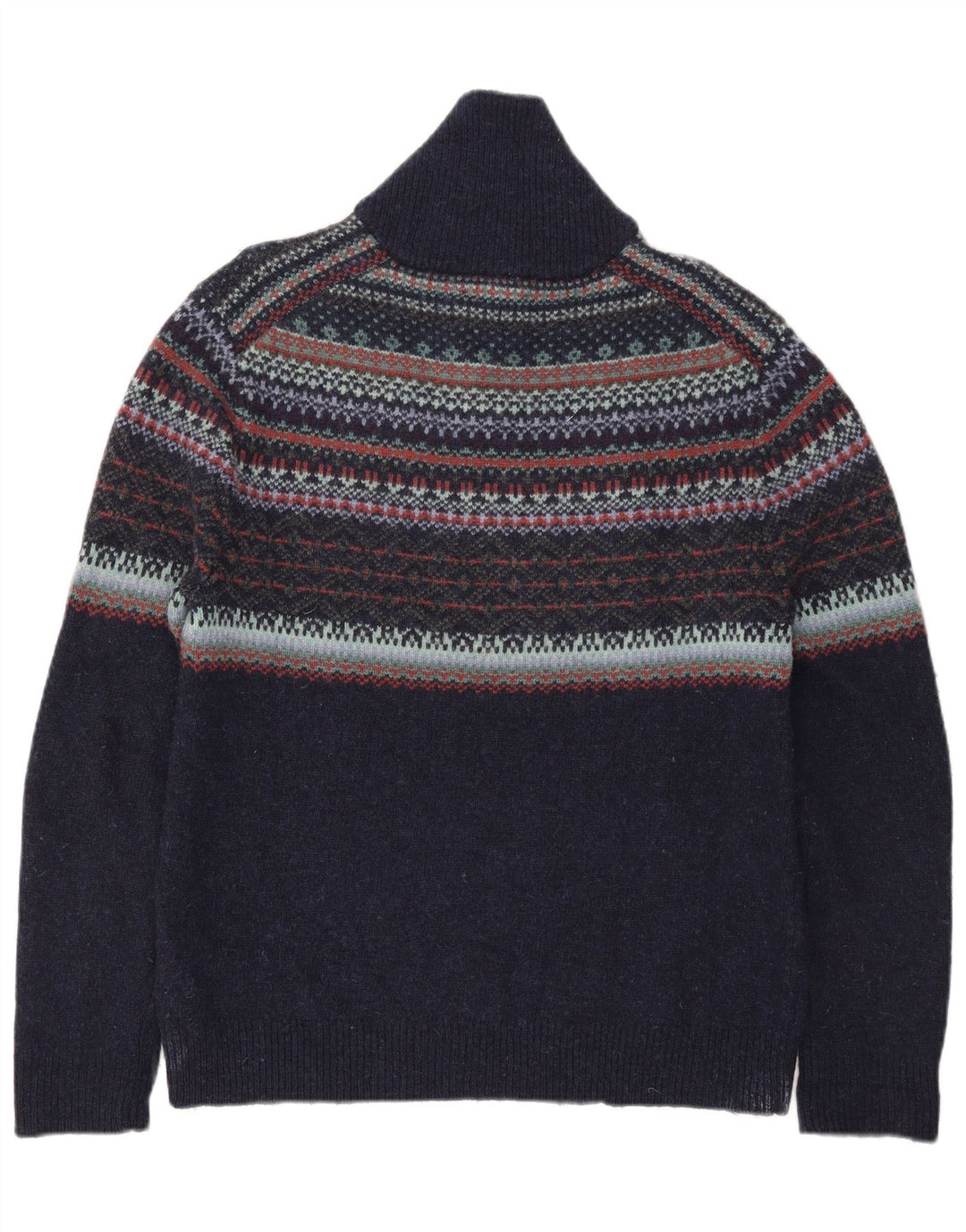 White Stuff Herren-Pullover mit Rollkragen, groß, Marineblau, Fair-Isle-Wolle