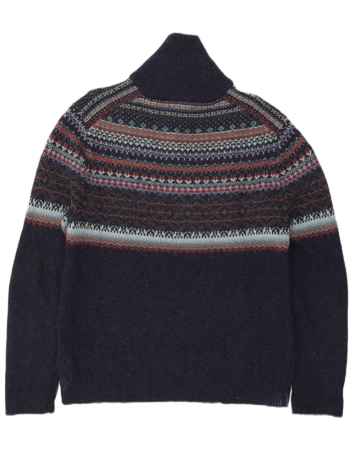 White Stuff Herren-Pullover mit Rollkragen, groß, Marineblau, Fair-Isle-Wolle
