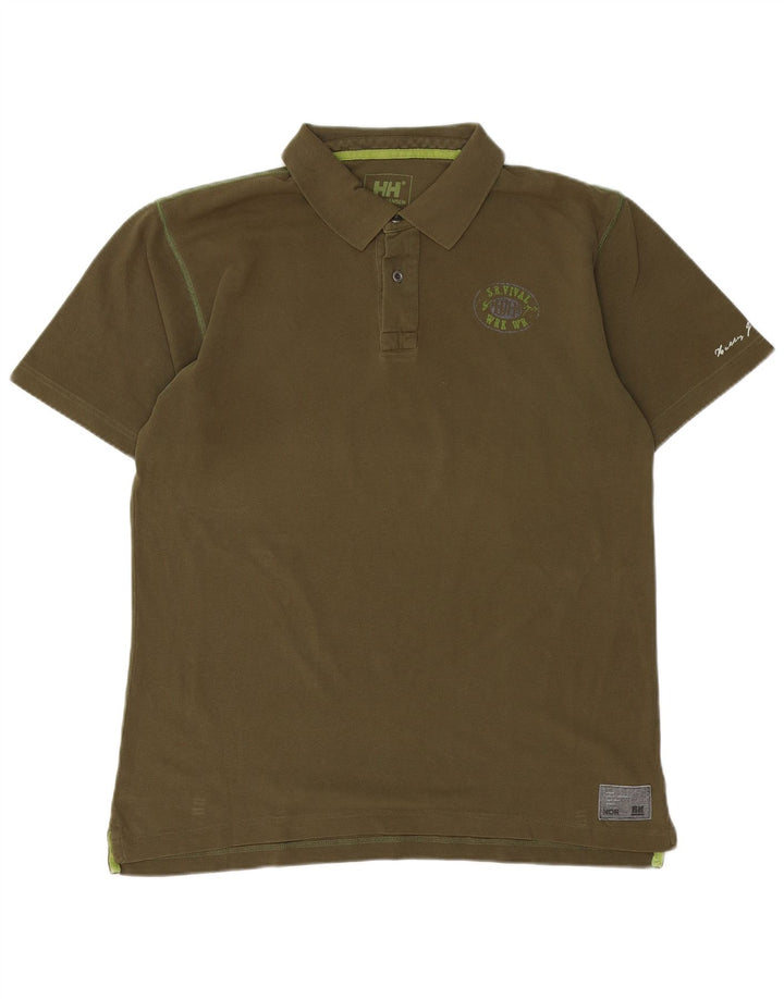HELLY HANSEN Herren-Poloshirt mit Grafik, groß, Khaki, Baumwolle
